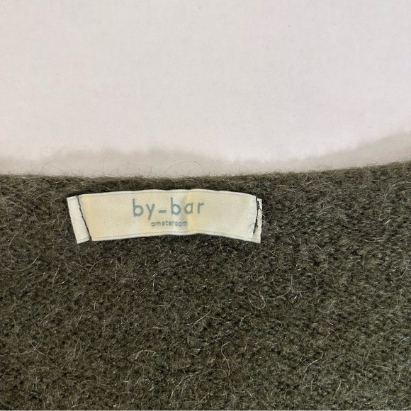 By-Bar Amsterdam V-Neck Mohair Wool Blend Sweater Olive Green Size M - Picture 3 of 7